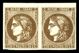 * N°47e, 30c Brun, 'R' Relié Au Cadre Tenant à Normal. SUP (certificat)   Qualité: *   Cote: 1300 Euros - 1870 Ausgabe Bordeaux