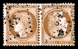 O N°58c, 10c Brun Foncé Sur Rose Pâle En Paire Tête-bêche Horizontale, TTB. R. (signé Calves/Brun/certificat)   Qualité: - 1871-1875 Ceres