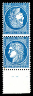 ** N°60Ab, 25c Bleu En Paire Tête-bêche Bord De Feuille (1ex*), Très Frais. SUPERBE (signé/certificat)   Qualité: **   C - 1871-1875 Ceres