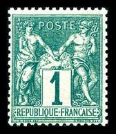 ** N°61, 1c Vert, Fraîcheur Postale. TTB   Qualité: ** - 1876-1878 Sage (Typ I)