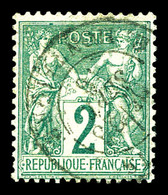 O N°62, 2c Vert Type I, Obl Legère, TTB   Qualité: O   Cote: 340 Euros - 1876-1878 Sage (Tipo I)