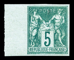 * N°64a, 5c Vert Type I Non Dentelé, Bord De Feuille Latéral Gauche, TB (signé Brun/certificat)   Qualité: *   Cote: 850 - 1876-1878 Sage (Typ I)