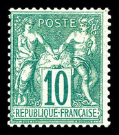 * N°65, 10c Vert Type I, Fraîcheur Postale. SUP (signé Brun/certificat)   Qualité: *   Cote: 1200 Euros - 1876-1878 Sage (Type I)