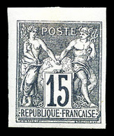 * N°66a, 15c Gris Type I Non Dentelé, Grandes Marges. TTB (certificat)   Qualité: *   Cote: 900 Euros - 1876-1878 Sage (Tipo I)