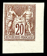 * N°67a, 20c Brun-lilas Non Dentelé Coin De Feuille. SUP (signé/certificat)   Qualité: *   Cote: 650 Euros - 1876-1878 Sage (Tipo I)