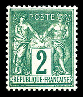 ** N°74, 2c Vert Type II, Fraîcheur Postale, Très Bon Centrage. SUP   Qualité: ** - 1876-1878 Sage (Tipo I)