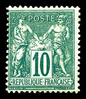 * N°76, 10c Vert Type II. TB (signé Brun/certificat)   Qualité: *   Cote: 1400 Euros - 1876-1878 Sage (Tipo I)