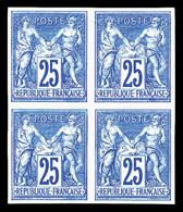 ** N°78c, 25c Outremer Type II NON DENTELE En Bloc De Quatre (1ex*), FRAÎCHEUR POSTALE, SUPERBE (certificat)    Qualité: - 1876-1878 Sage (Type I)