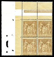 ** N°80, 30c Brun-jaune, Bloc De Quatre Cdf Avec Perforation De Contrôle. SUP (certificat)   Qualité: ** - 1876-1878 Sage (Type I)