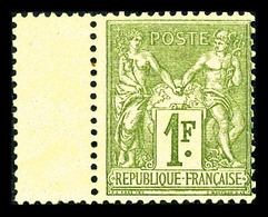 ** N°82, 1F Olive Clair Bdf, Fraîcheur Postale. SUP (certificat)   Qualité: ** - 1876-1878 Sage (Type I)
