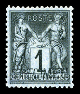 (*) N°83, 1c Noir Sur Azuré Surchargé 'SPECIMEN'. SUP   Qualité: (*) - 1876-1878 Sage (Type I)