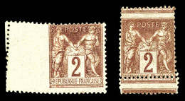 * N°85, 2c Brun-rouge, Piquage Oblique Par Pliage +1ex Piquage à Cheval. TTB   Qualité: * - 1876-1878 Sage (Type I)