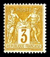 ** N°86c, 3c Bistre-foncé, Fraîcheur Postale. TTB (certificat)   Qualité: ** - 1876-1878 Sage (Type I)