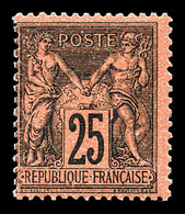 ** N°91, 25c Noir Sur Rouge, FRAÎCHEUR POSTALE, SUP (signé Calves/certificat)    Qualité: ** - 1876-1878 Sage (Type I)