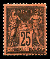 * N°91, 25c Noir Sur Rouge, Forte Charnière, TB (certificat)   Qualité: *   Cote: 1500 Euros - 1876-1878 Sage (Type I)