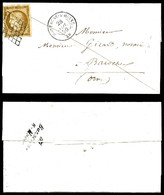 O N°1, 10c Bistre Superbe, Obl Grille, C 15 Mortagne-s-Huine, Très Belle Lettre, 11/1850. SUP   Qualité: O   Cote: 750 E - 1849-1876: Période Classique