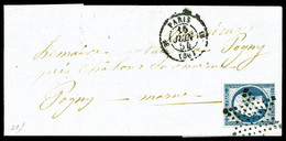 O N°15, 25c Bleu Sur Lettre De Paris à Dest De Lagny Sur Marne, TTB (certificat)   Qualité: O   Cote: 500 Euros - 1849-1876: Periodo Classico