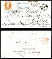 O N°23, 40c Orange Sur Lettre De Paris Pour Londres, Affr Insuff, MORE TO PAY En Noir + Taxe 1 Shilling à L'arrivée. Au  - 1849-1876: Klassik