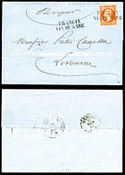 O N°23, 40c Orange Obl 'FRANCIA VIA DI MARE' Sur Lettre De Marseille Pour Livourne Par Vapeur. TB   Qualité: O - 1849-1876: Période Classique