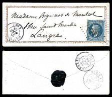 O N°29, 20c Lauré Obl GC '1906' Sur Envelloppe Valentine Du 21 Août 1868 Pour Langres. SUP (signé Calves/certificat)   Q - 1849-1876: Période Classique