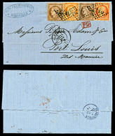 O 40c Siège X 2ex (n°38) +10c Cérès X 2ex (N°58) Sur Lettre De Marseille à Destination De Port Louis (Ile Maurice). TTB  - 1849-1876: Période Classique