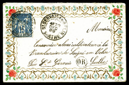 O N°90, 15c Sage Sur Enveloppe Valentine De St Gervais En Belin. SUP (signé Calves/certificat)   Qualité: O - 1849-1876: Période Classique