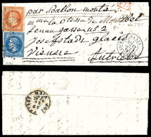 O LE JEAN BART N°1', 40c +20c Lauré Sur Lettre Au Départ De Paris Le 13 Oct 70 à Destination De VIENNE (Autriche), Arriv - Krieg 1870