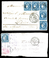 O Boule De Moulins En Provenance De Perthuis Le 05.01.71 Avec 5 Exemplaires Du 20c Bordeaux Type II Report 2 (yv 45B), A - War 1870