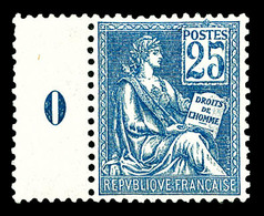 ** N°114, 25c Bleu Type I, Bord D'interpanneau Millésime '0', Très Bon Centrage. SUP (certificat)   Qualité: **   Cote:  - 1900-02 Mouchon