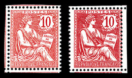 ** N°124, 10c Mouchon, Rose Et Rose-foncé, Les 2 Ex TTB   Qualité: **   Cote: 450 Euros - 1900-02 Mouchon