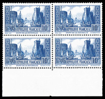 * N°261d, 10F BLEU OUTREMER TYPE II En Bloc De Quatre Bas De Feuille (2 Ex**), SUPERBE (signé Brun/certificat)   Qualité - 1900-02 Mouchon