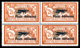 ** N°1a, 2F Orange Et Vert-bleu, Coin De L'écusson Cassé Tenant à Normaux En Bloc De Quatre, Fraîcheur Postale, RARE ET  - 1927-1959 Ungebraucht