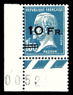 ** N°4, Pasteur Surchargé à Bord Du Paquebot 'ILE DE FRANCE' 10F Sur 1,50F Bleu Coin De Feuille Numéroté, Exceptionnelle - 1927-1959 Neufs