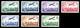 * N°8/14, Série Avion Survolant Paris, Les 7 Valeurs TB (certificat)   Qualité: *   Cote: 1270 Euros - 1927-1959 Nuovi