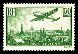 ** N°14, Avion Survolant Paris, 50F Vert-jaune, Point De Gomme Sinon TB (signé Calves)   Qualité: **   Cote: 2000 Euros - 1927-1959 Ungebraucht