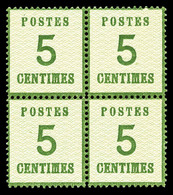 ** N°4, 5c Vert-jaune En Bloc De Quatre, Fraîcheur Postale, Très Bon Centrage, SUPERBE (certificat)   Qualité: ** - Altri & Non Classificati