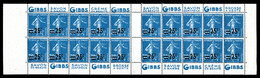 ** N°217-C2, GIBBS X4, Bloc De 20 Timbres. TTB   Qualité: ** - Sonstige & Ohne Zuordnung