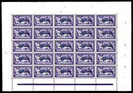 ** N°206-CI 1, 3F Violet Et Bleu Surchargé 'SPECIMEN' En Feuille De 25 Exemplaires, Très Bon Centrage, SUP (certificat)  - Cours D'Instruction