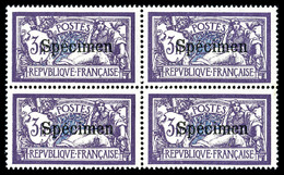 ** N°206-CI 1, Merson 3F Violet Et Bleu Surchargé 'SPECIMEN' En Bloc De Quatre, TTB (certificat)   Qualité: **   Cote: 8 - Cours D'Instruction