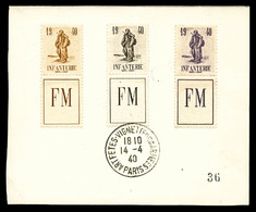 O N°10A, Non émis:3 Diptyques Infanterie En Noir, Violet Et Marron Sur Carton De Présentation Avec Càd ART FETES VIGNETT - Francobolli  Di Franchigia Militare