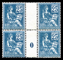 ** N°118, 25c Bleu Type II En Bloc De Quatre Millésime '0', TRES BON CENTRAGE, SUPERBE (certificat)   Qualité: **   Cote - Millesimi