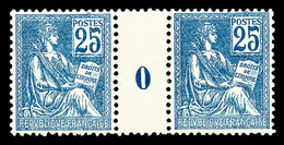 ** N°118, 25c Bleu Type II En Paire Millésime '0', TRES BON CENTRAGE, SUPERBE (certificat)   Qualité: ** - Millésimes