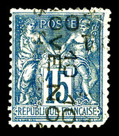(*) N°17, 15c Bleu Surchargé 5 Lignes Du 10 Novembre 1893 Légers Défauts Normal Pour Ce Timbre Rare. (signé Calves/certi - 1893-1947
