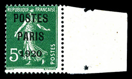 ** N°24, 5c Vert Surchargé 'POSTE PARIS 1920' Bdf, Fraîcheur Postale, SUP (signé Brun/certificat)   Qualité: ** - 1893-1947