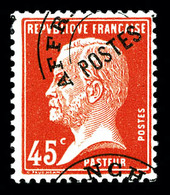 ** N°67, 45c Pasteur, Surcharge à Cheval. TB   Qualité: **   Cote: 185 Euros - 1893-1947