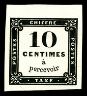 (*) Taxe Carré, 10c Noir Essai 22x22 Mm. SUP (certificat)   Qualité: (*)   Cote: 750 Euros - 1859-1959 Oblitérés