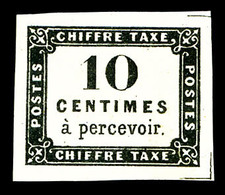 (*) Taxe Carré, 10c Noir Essai 22x18 Mm. SUP (certificat)   Qualité: (*)   Cote: 750 Euros - 1859-1959 Oblitérés