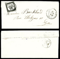 O N°4, 15c Noir Lithographié Type II Sur Lettre Locale De Lyon Du 18 Fevrier 1871. R.R. TB (certificat)   Qualité: O   C - 1859-1959 Usati