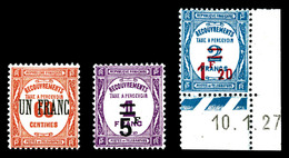 ** N°63/65, Série De 1929, Les 3 Valeurs TB (certificat)   Qualité: **   Cote: 395 Euros - 1859-1959 Oblitérés