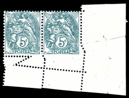 ** N°111, 5c Blanc, Piquage Oblique Par Pliage En Paire Cdf. SUP (signé Brun/certificat)   Qualité: **   Cote: 420 Euros - Unused Stamps